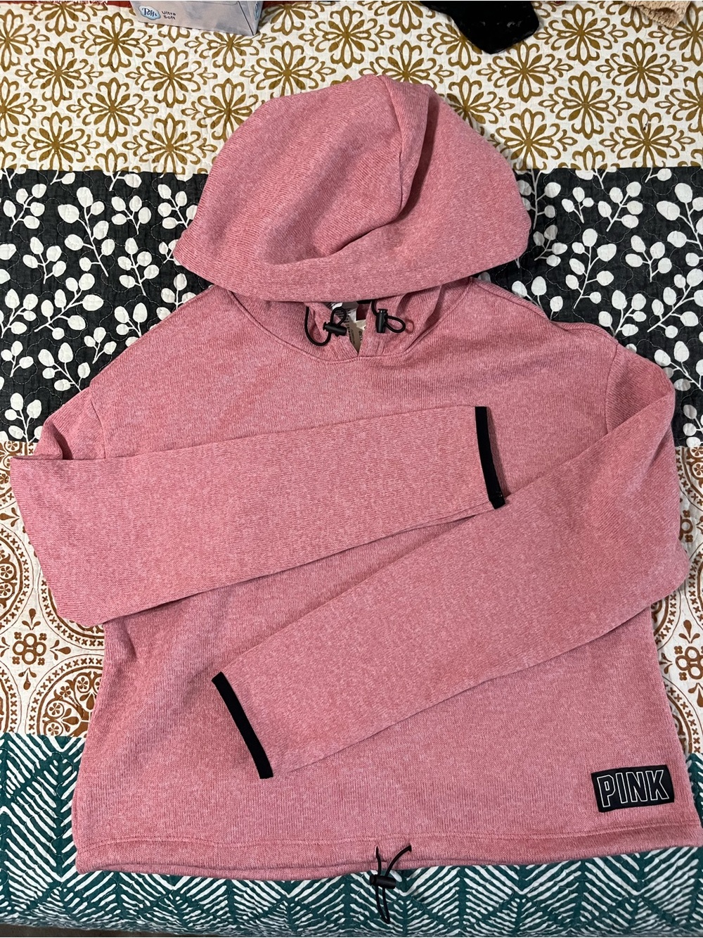 PINK Victoria's Secret Pink Hooded Pullover with Black Trim